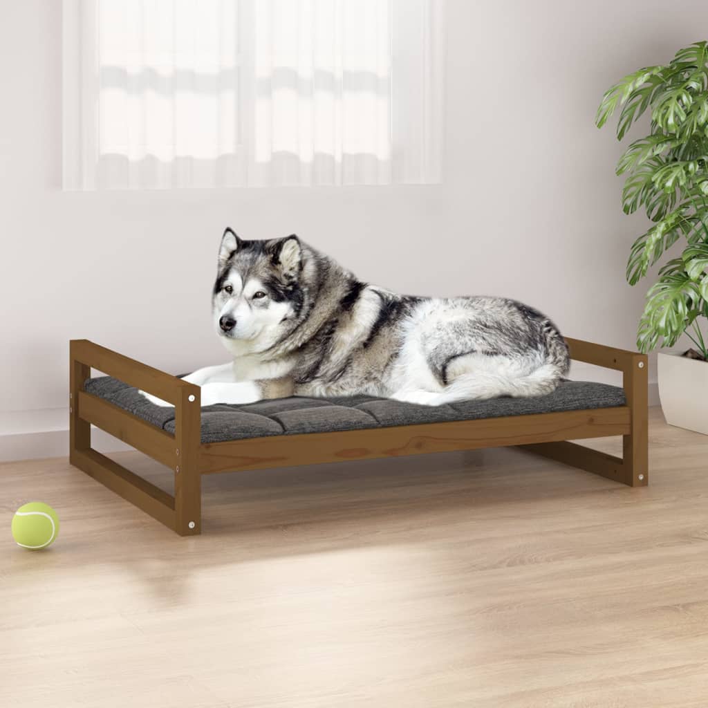 Dog bed Honey brown 105.5x75.5x28 cm Solid pine wood