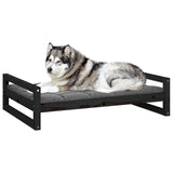 Dog bed Black 105.5x75.5x28 cm Solid pine wood