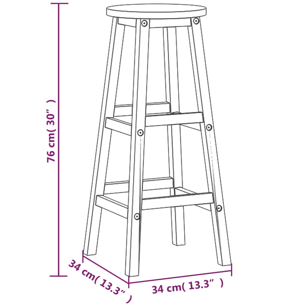 Tabourets de bar lot de 8 bois massif d'acacia