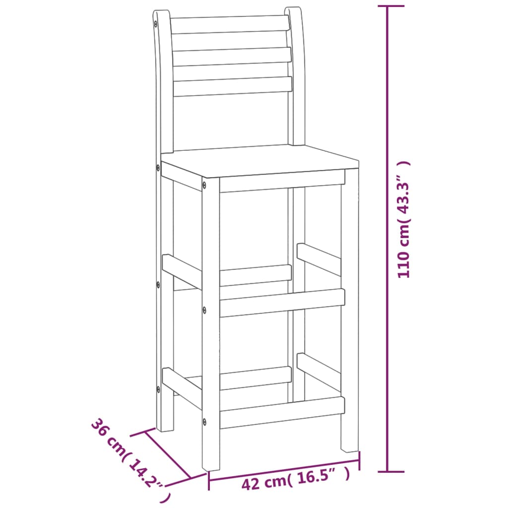 Tabourets de bar lot de 6 bois massif d'acacia