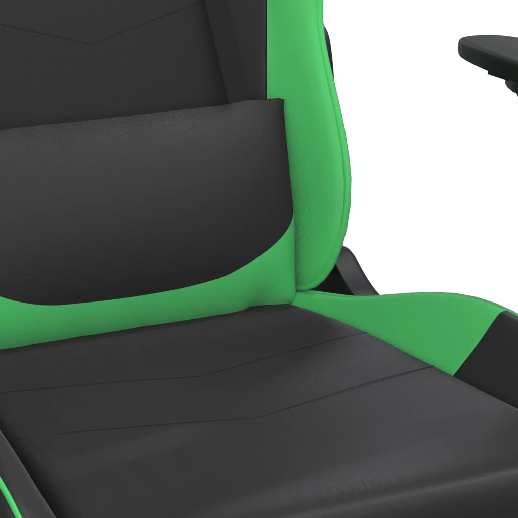 Chaise de jeu de massage et repose-pied Noir et vert Similicuir