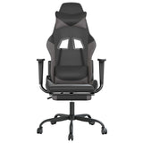 Massage Gaming Chair with Footrest Black&amp;Grey Faux Leather