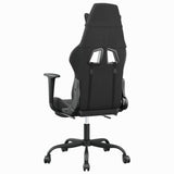 Massage Gaming Chair with Footrest Black&amp;Grey Faux Leather