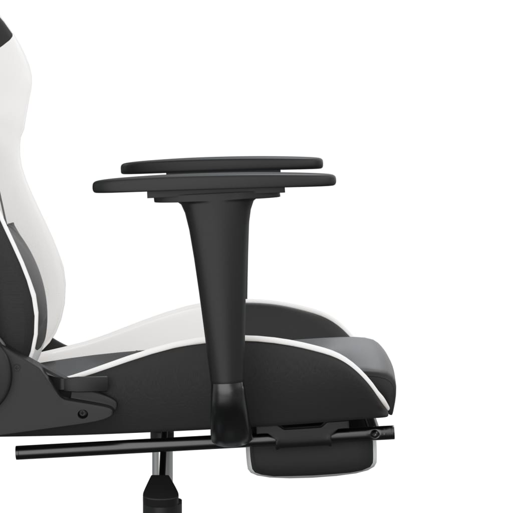 Chaise de jeu de massage avec repose-pied Noir&Blanc Similicuir