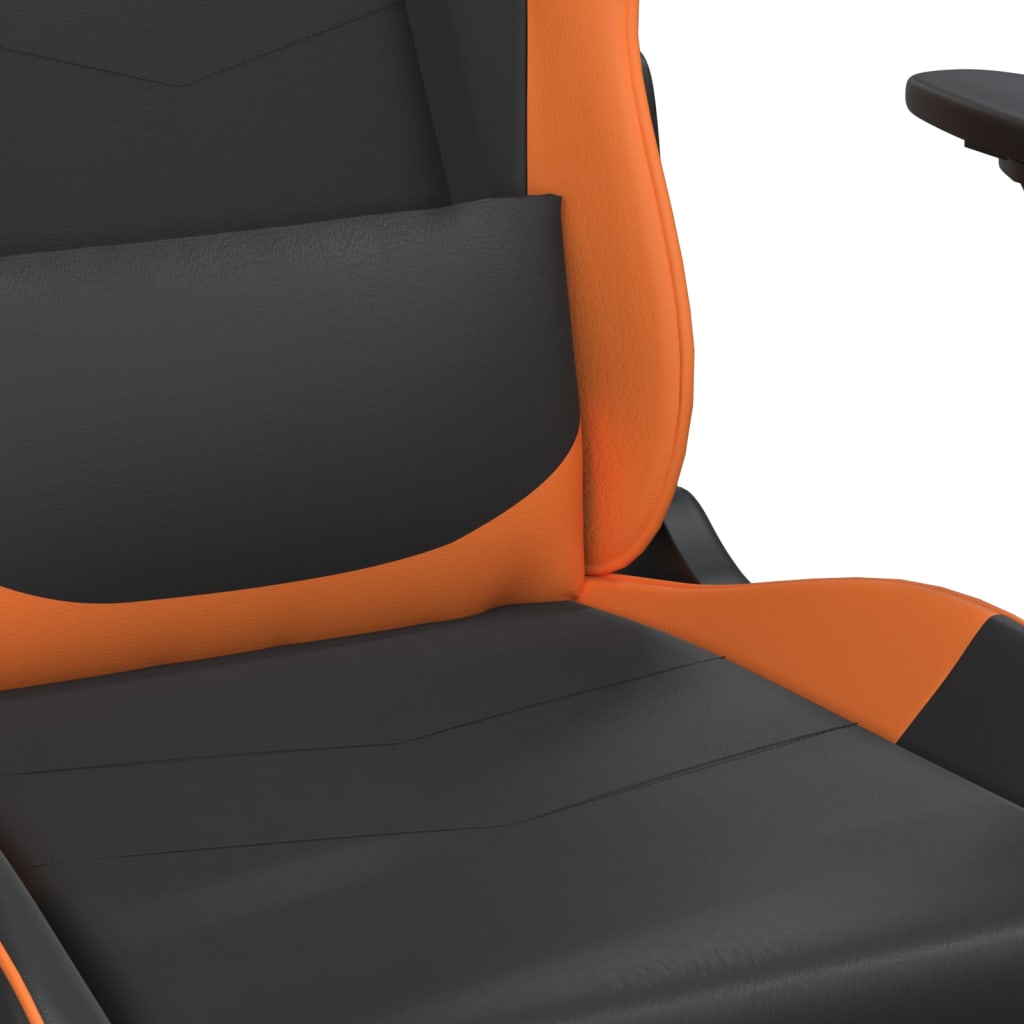 Chaise de jeu de massage et repose-pied Noir&Orange Similicuir