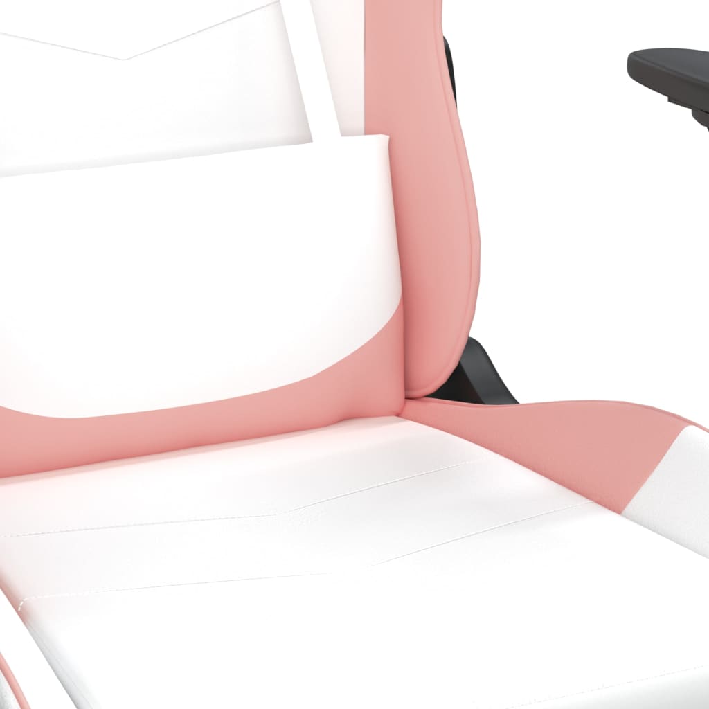 Chaise de jeu de massage avec repose-pied Blanc rose Similicuir