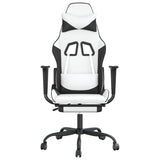 Chaise de jeu de massage avec repose-pied Blanc&Noir Similicuir