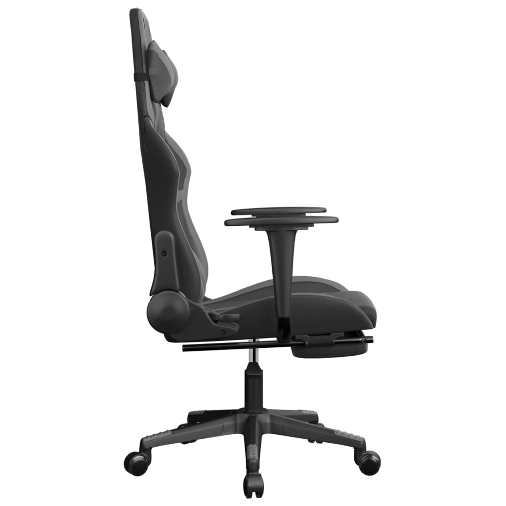 Chaise de jeu de massage avec repose-pied Noir&Gris Similicuir