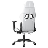 Chaise de jeu de massage avec repose-pied Blanc&Noir Similicuir