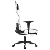 Chaise de jeu de massage avec repose-pied Blanc noir Similicuir