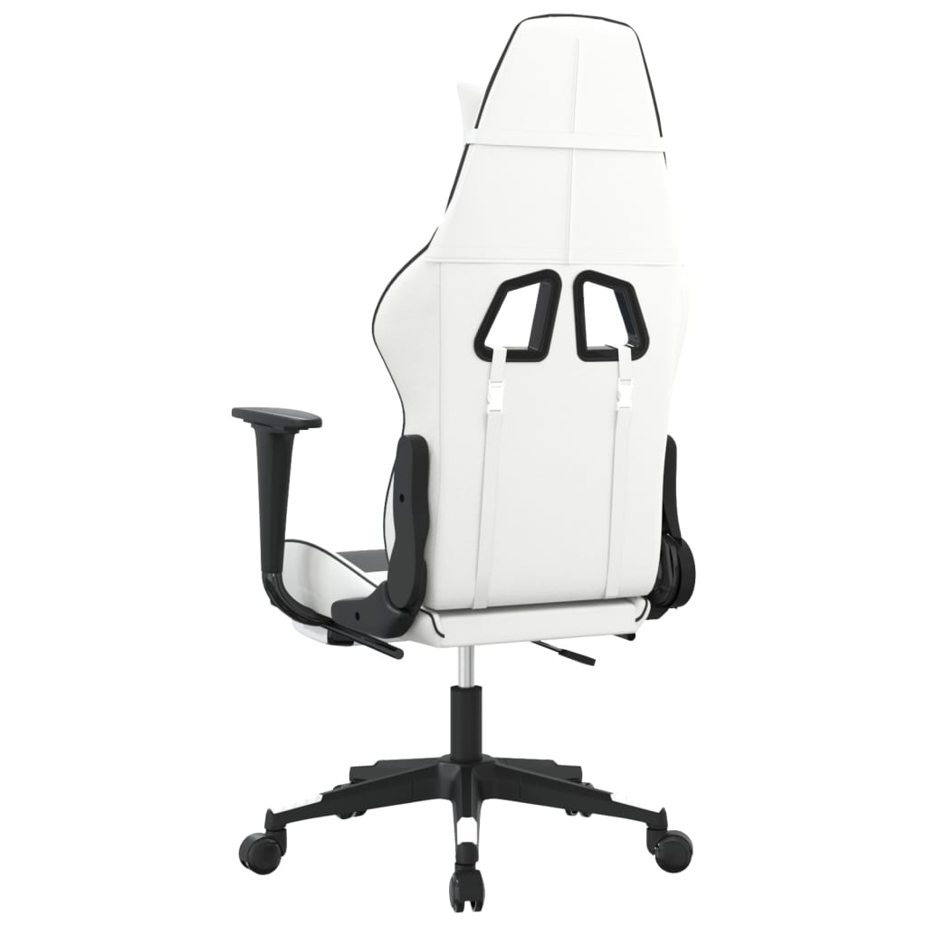 Chaise de jeu de massage avec repose-pied Blanc noir Similicuir