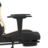 Chaise de jeu de massage avec repose-pied Noir et crème Tissu