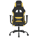 Massage Gaming Chair with Footrest Black and Yellow Fabric