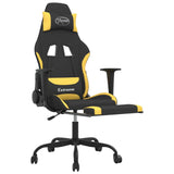 Massage Gaming Chair with Footrest Black and Yellow Fabric