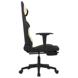 Chaise de jeu de massage avec repose-pied Noir et crème Tissu