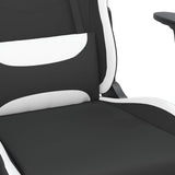 Chaise de jeu de massage avec repose-pied Noir et blanc Tissu