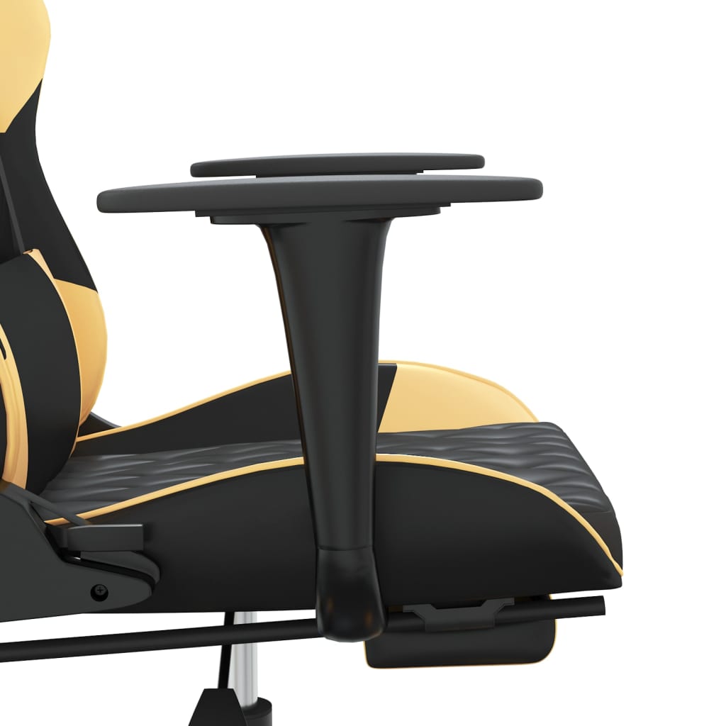 Chaise de jeu de massage avec repose-pied Noir&Doré Similicuir