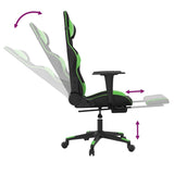 Chaise de jeu de massage avec repose-pied Noir&Vert Similicuir