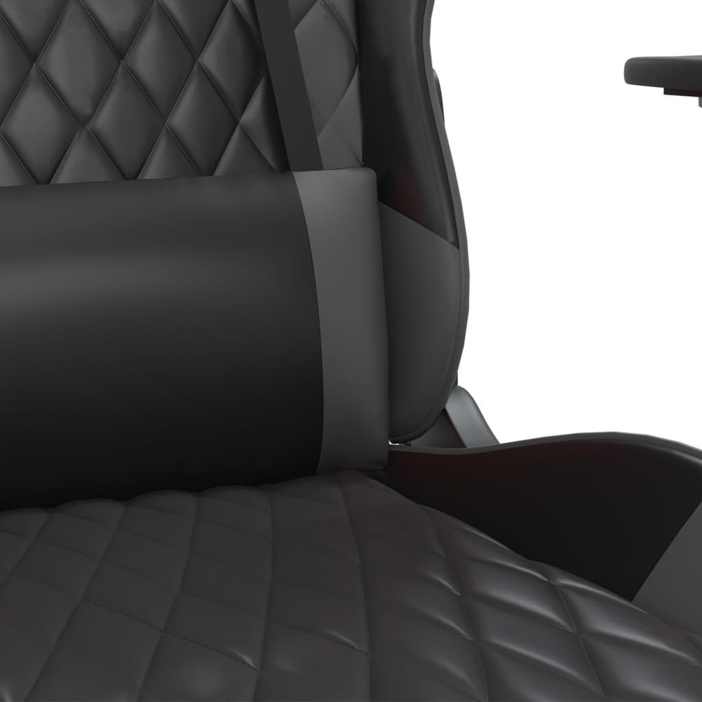 Chaise de jeu de massage avec repose-pied Noir&Gris Similicuir