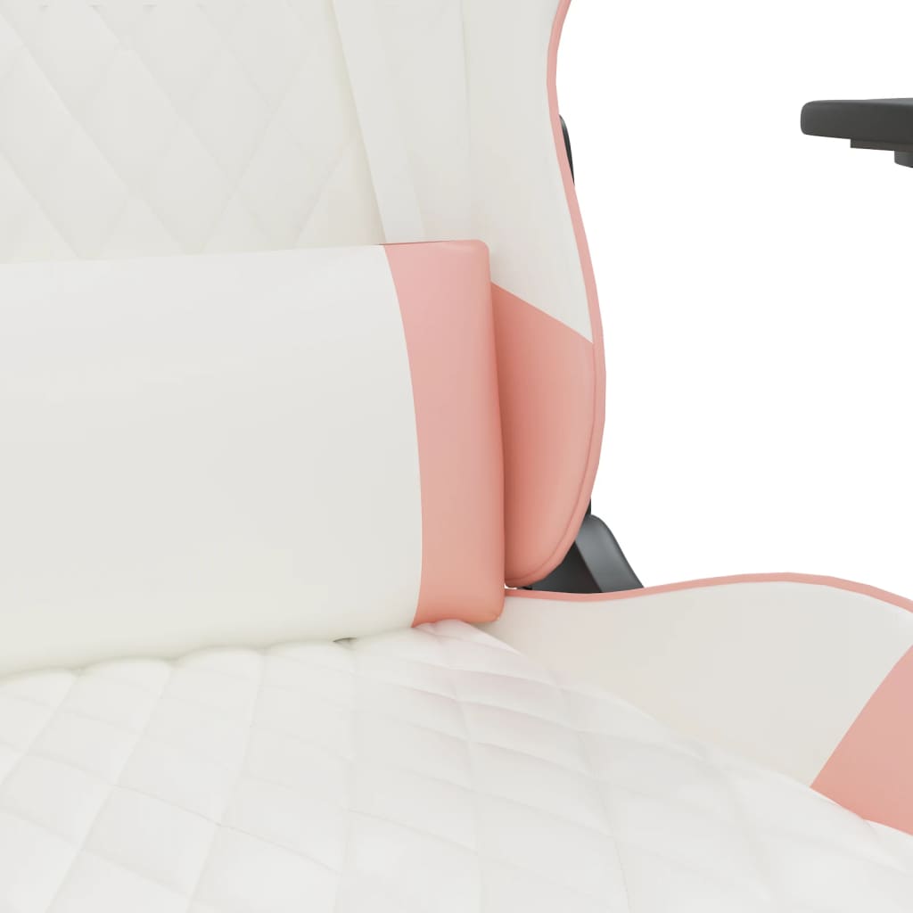 Chaise de jeu de massage avec repose-pied Blanc&Rose Similicuir