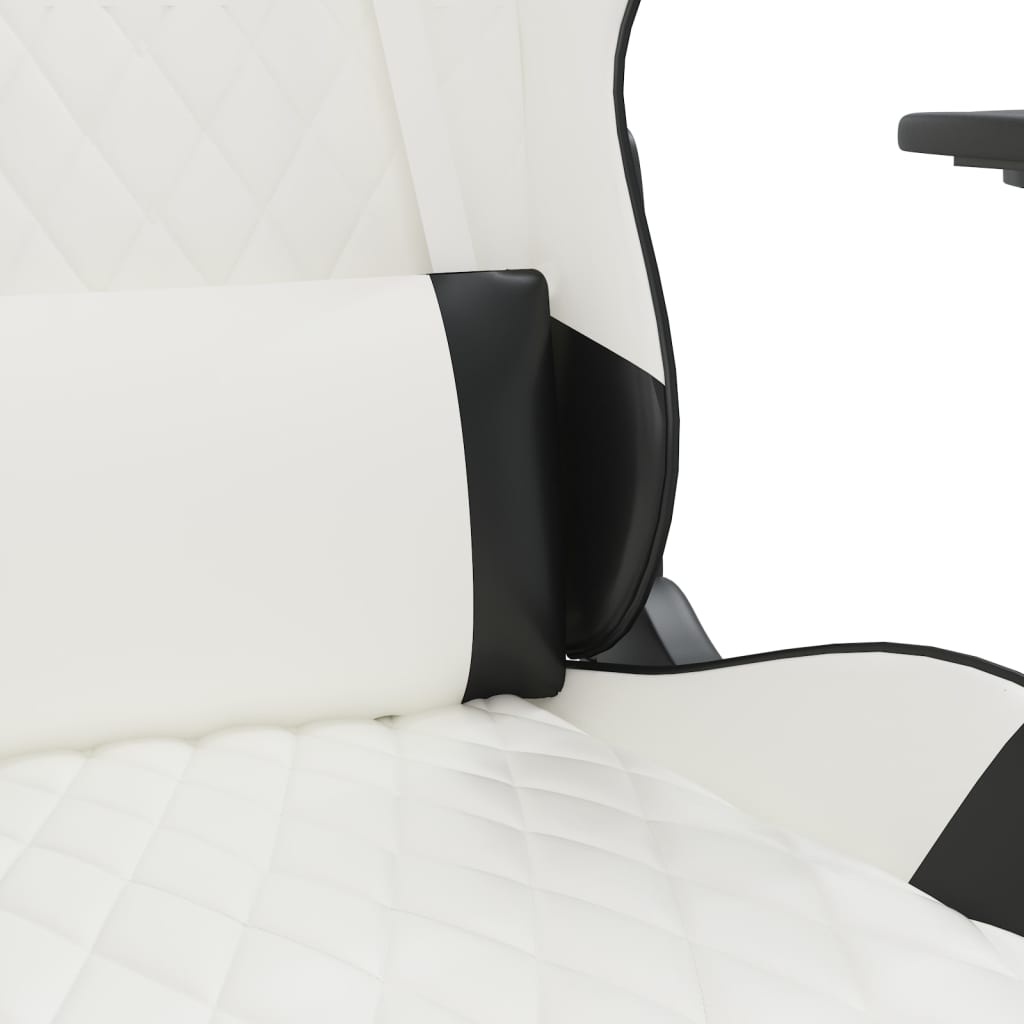 Chaise de jeu de massage avec repose-pied Blanc&Noir Similicuir