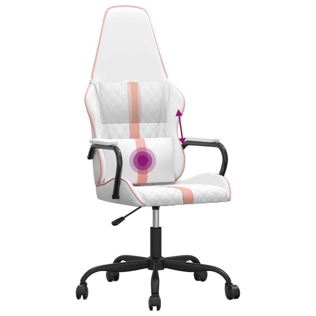 Chaise de jeu de massage rose et blanc similicuir