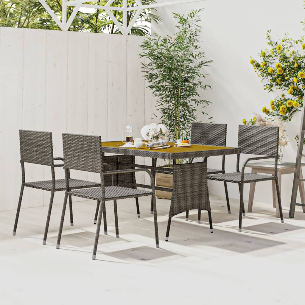 Mobilier à dîner d'extérieur 5 pcs Résine tressée Gris