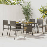 Mobilier à dîner d'extérieur 5 pcs Résine tressée Gris