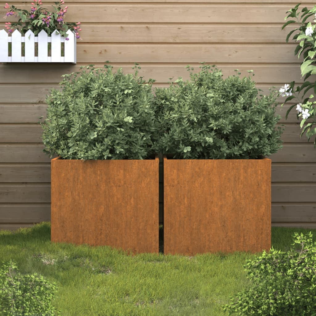 Jardinières 2 pcs 32x30x29 cm acier corten