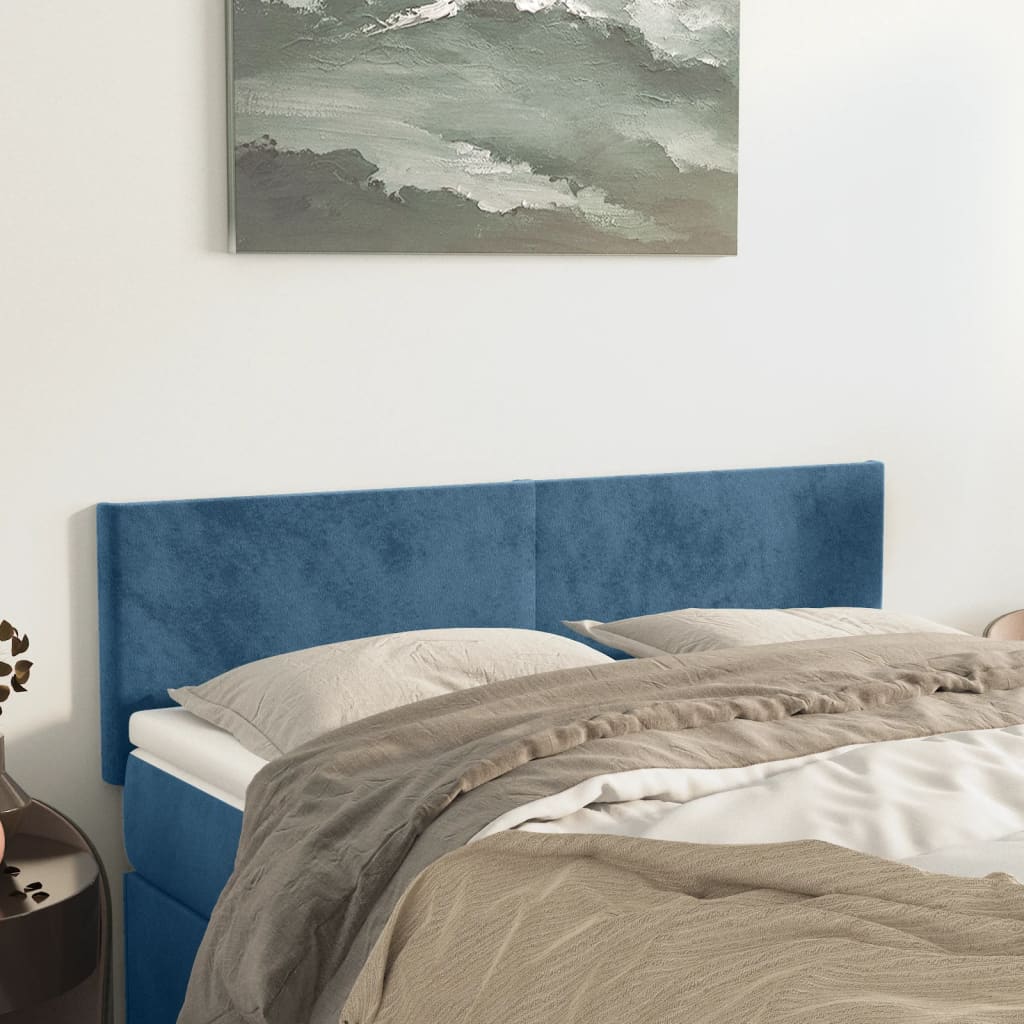 Têtes de lit 2 pcs Bleu foncé 72x5x78/88 cm Velours