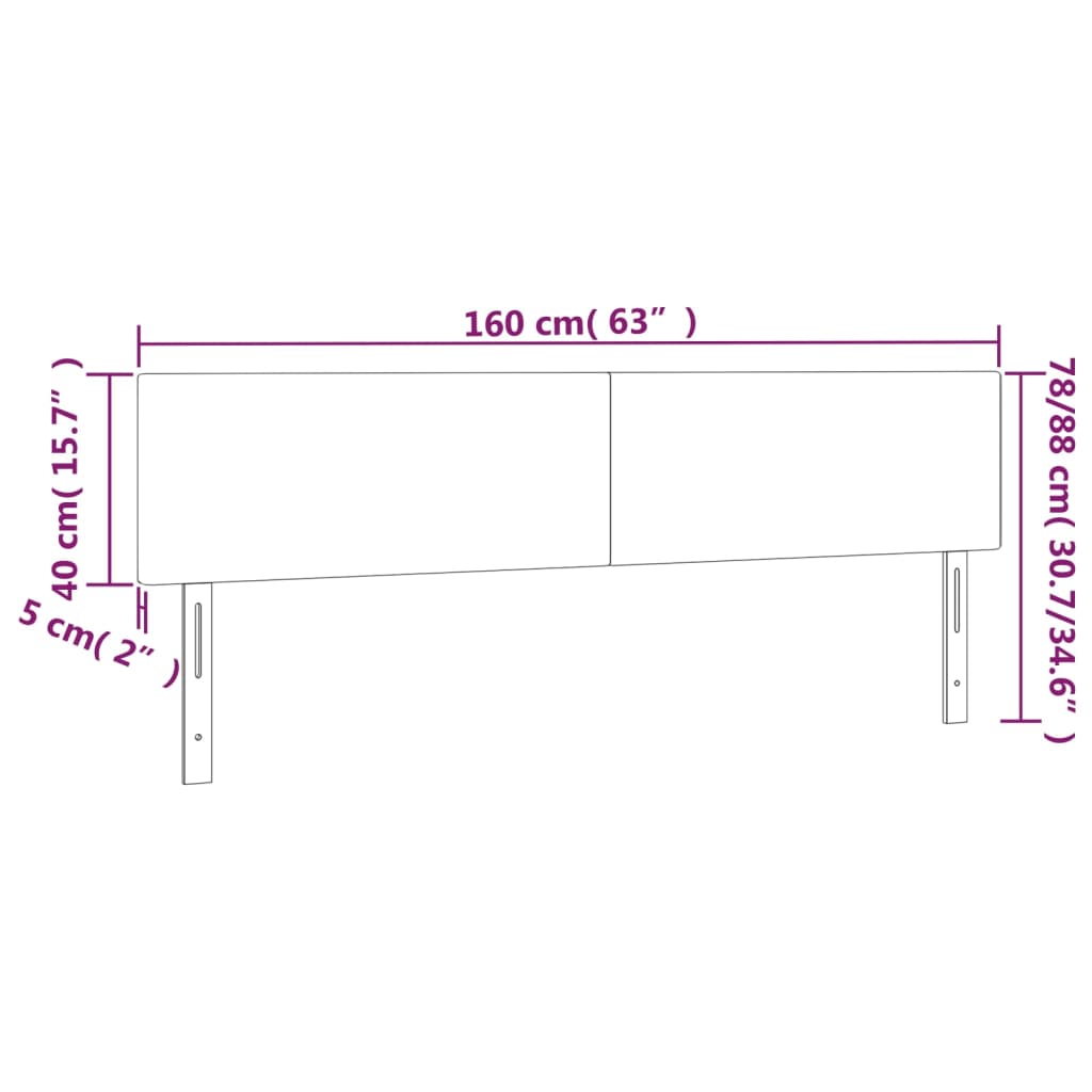 Têtes de lit 2 pcs Gris clair 80x5x78/88 cm Tissu