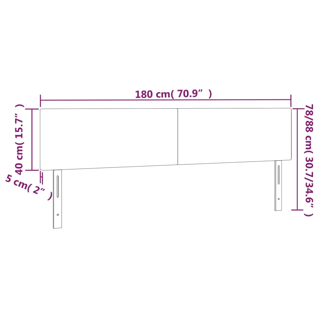 Têtes de lit 2 pcs Gris clair 90x5x78/88 cm Tissu