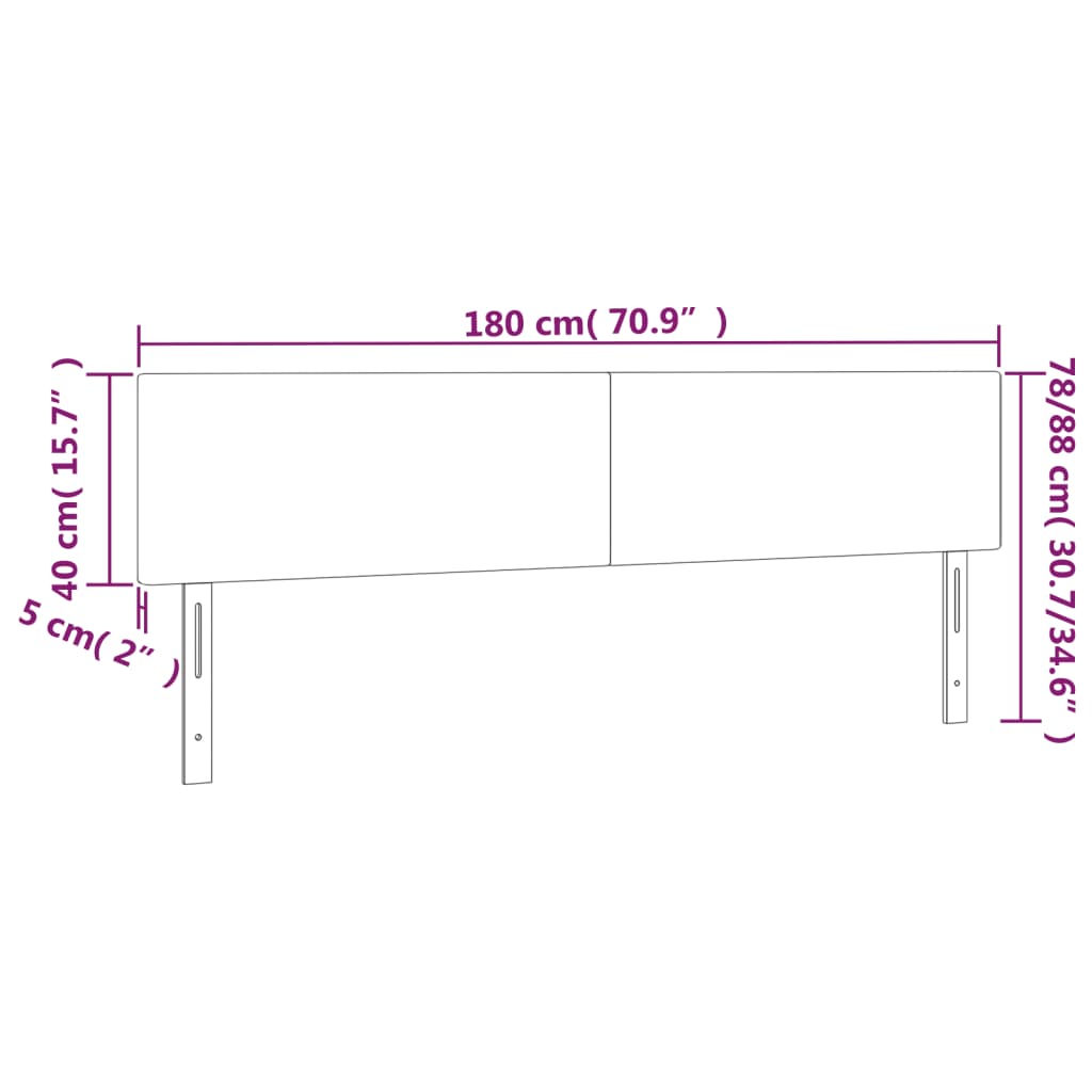 Têtes de lit 2 pcs Gris foncé 90x5x78/88 cm Velours