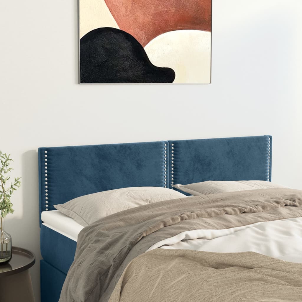 Têtes de lit 2 pcs Bleu foncé 72x5x78/88 cm Velours