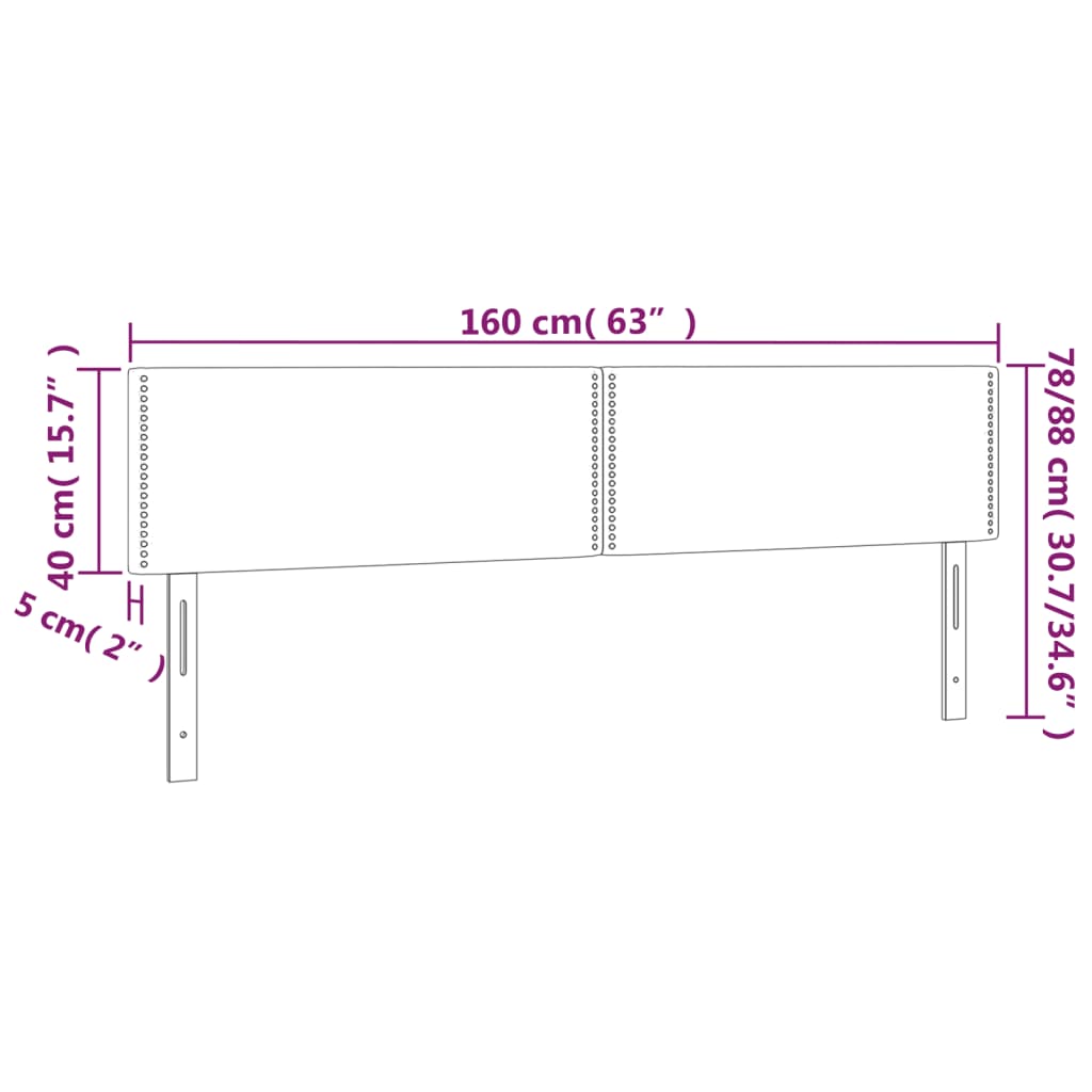 Têtes de lit 2 pcs Marron Foncé 80x5x78/88 cm Tissu