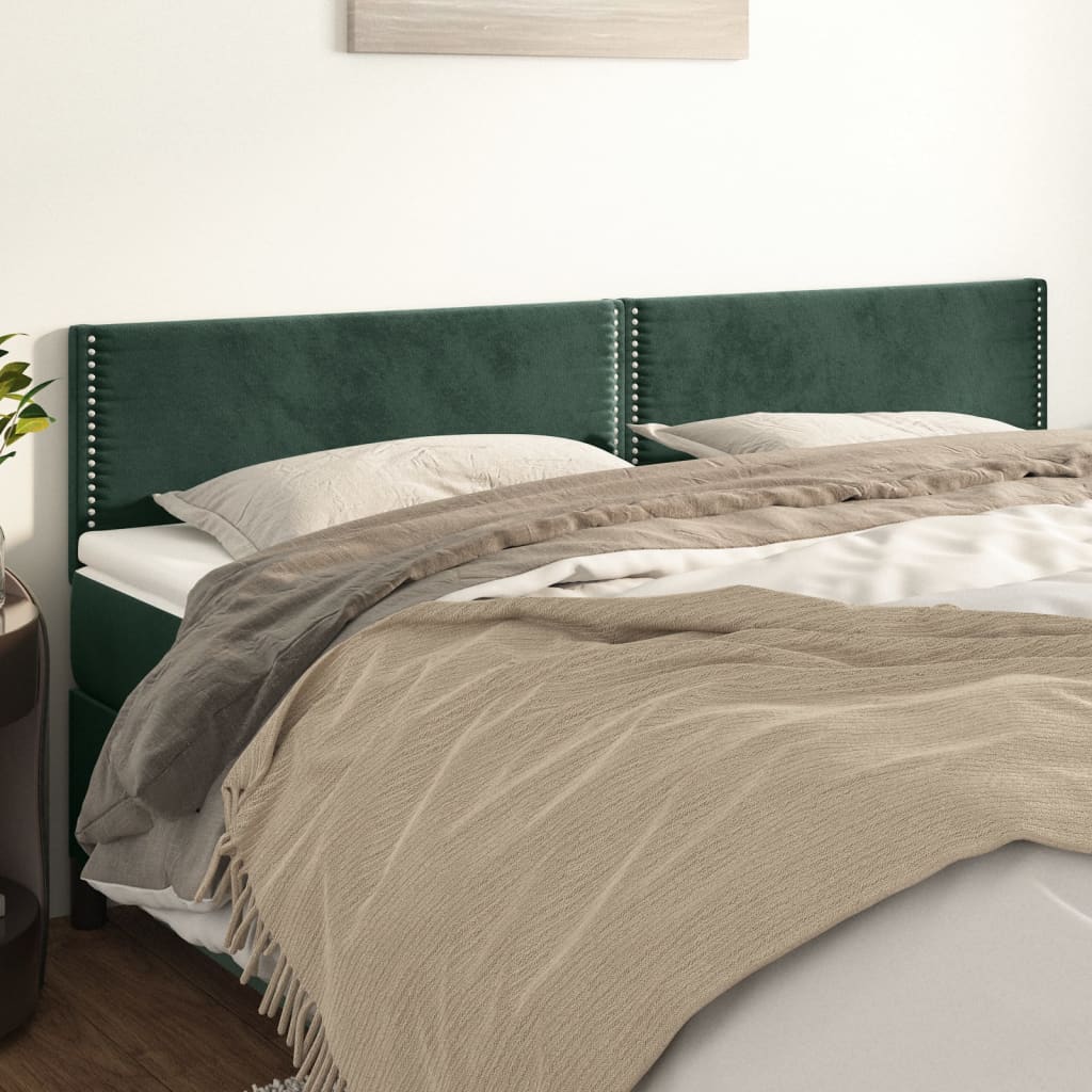 Têtes de lit 2 pcs Vert foncé 80x5x78/88 cm Velours