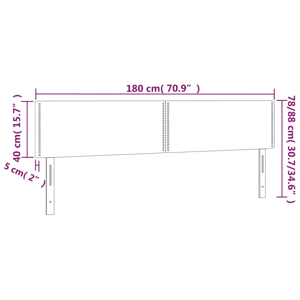 Têtes de lit 2 pcs Gris foncé 90x5x78/88 cm Tissu