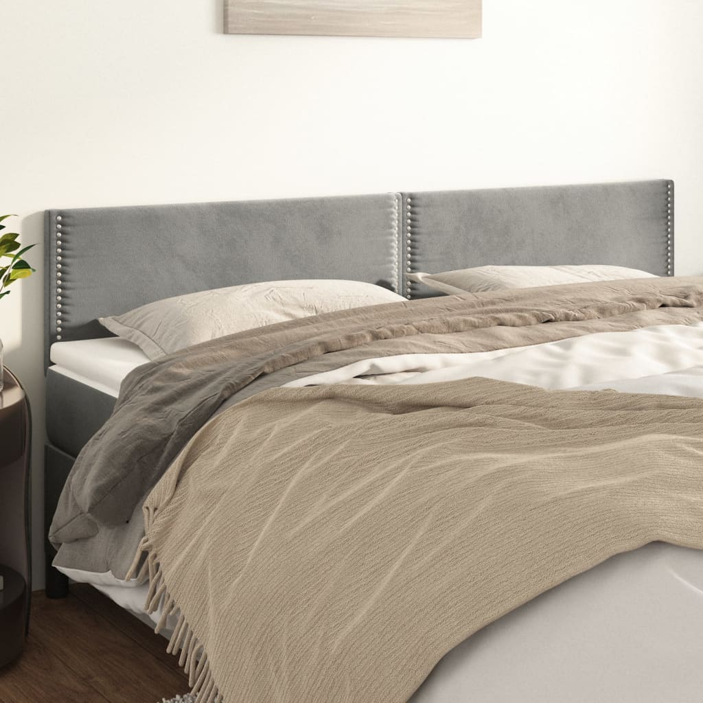 Têtes de lit 2 pcs Gris clair 90x5x78/88 cm Velours