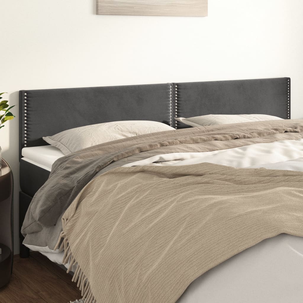 Têtes de lit 2 pcs Gris foncé 90x5x78/88 cm Velours