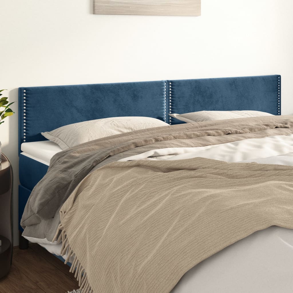 Têtes de lit 2 pcs Bleu foncé 100x5x78/88 cm Velours