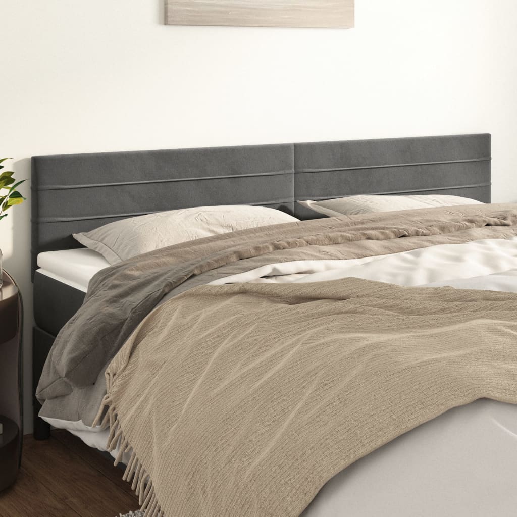 Têtes de lit 2 pcs Gris foncé 80x5x78/88 cm Velours