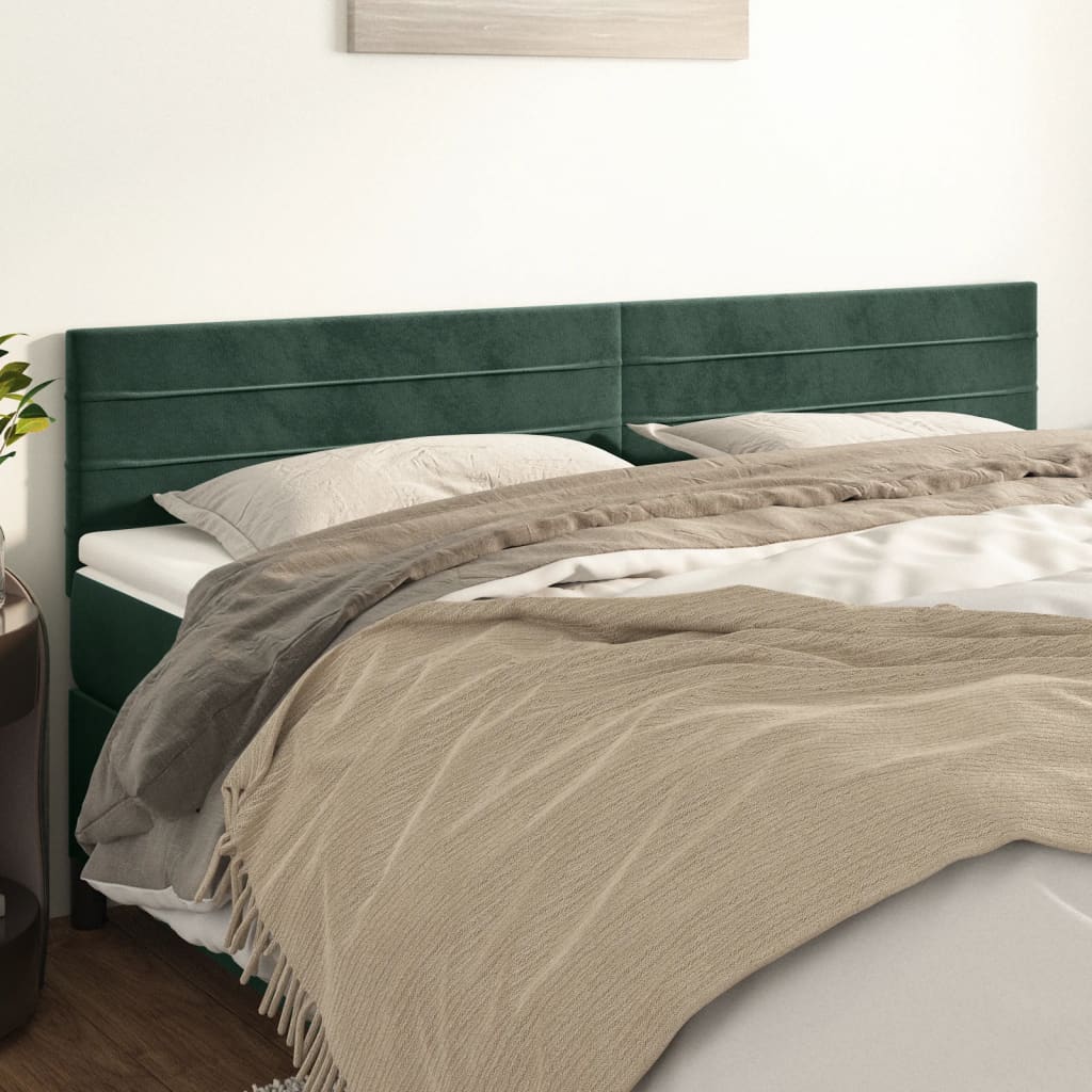 Têtes de lit 2 pcs Vert foncé 90x5x78/88 cm Velours