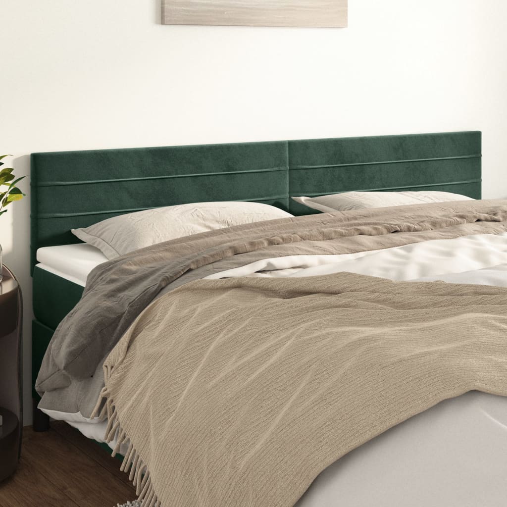 Têtes de lit 2 pcs Vert foncé 100x5x78/88 cm Velours