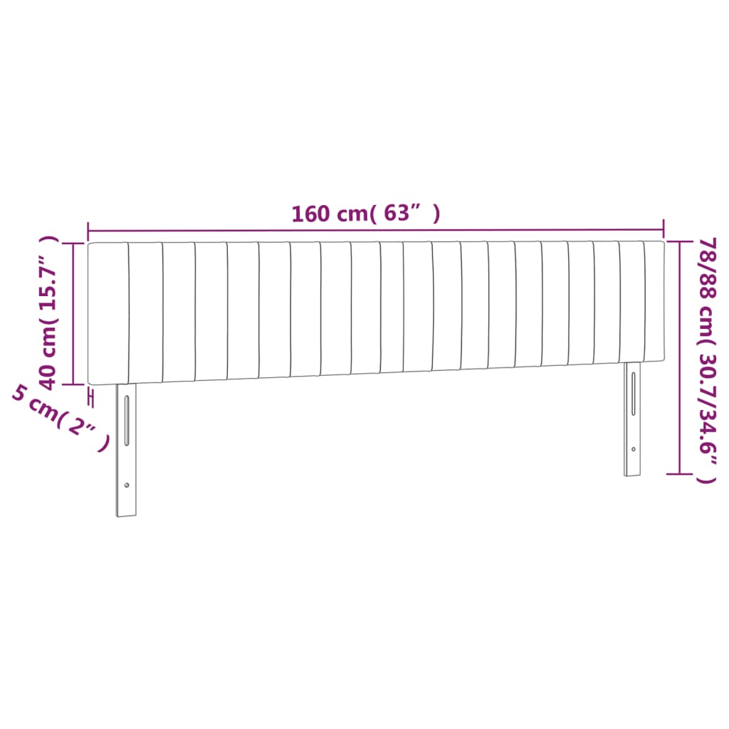 Têtes de lit 2 pcs Gris foncé 80x5x78/88 cm Tissu