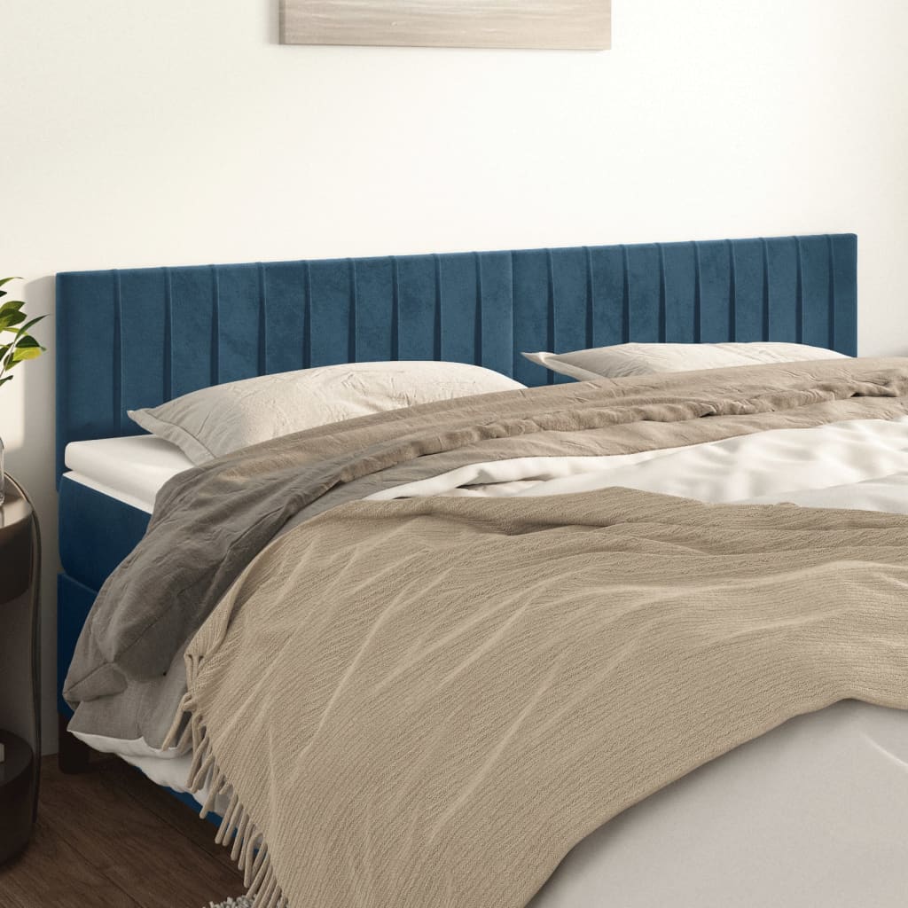 Têtes de lit 2 pcs Bleu foncé 80x5x78/88 cm Velours