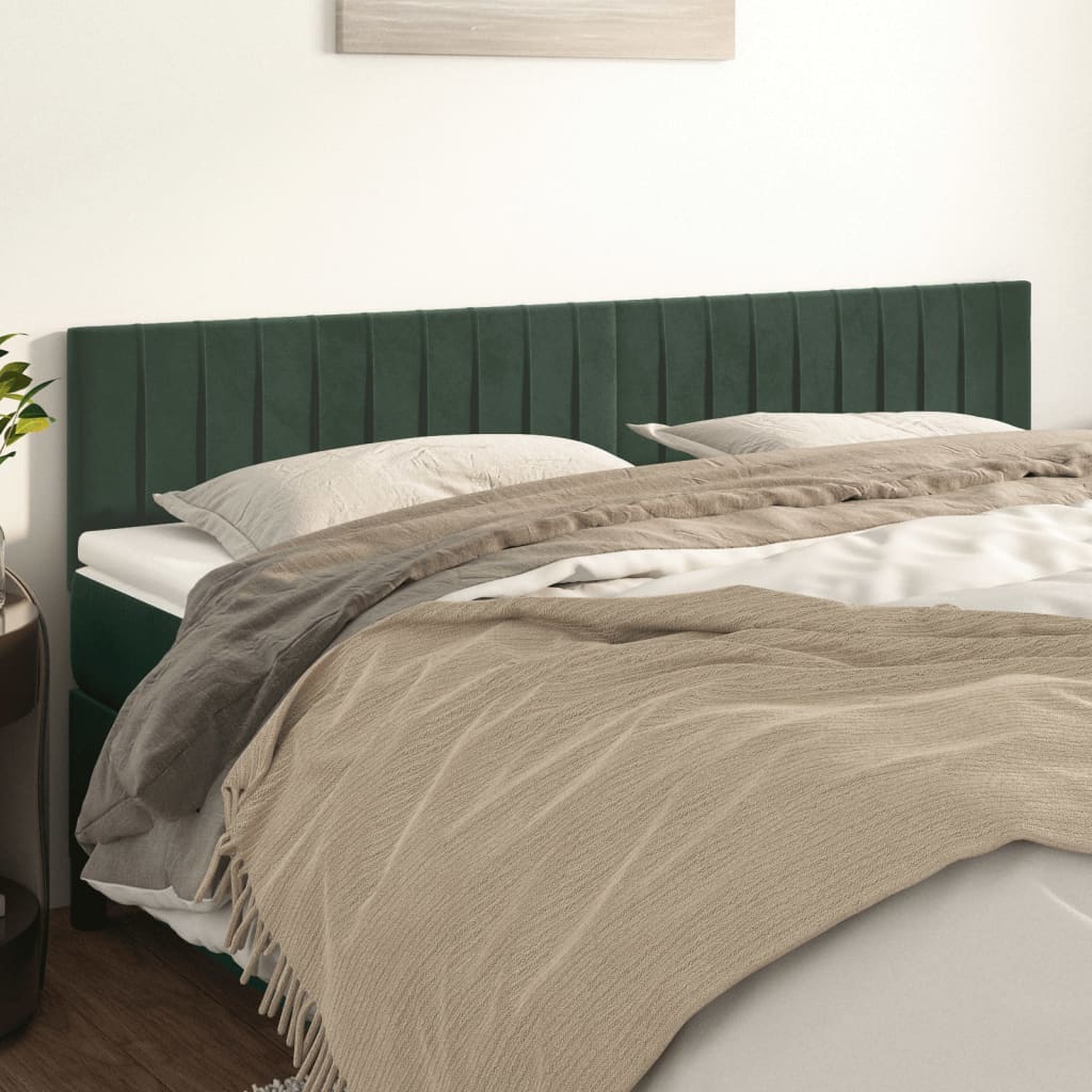 Têtes de lit 2 pcs Vert foncé 90x5x78/88 cm Velours