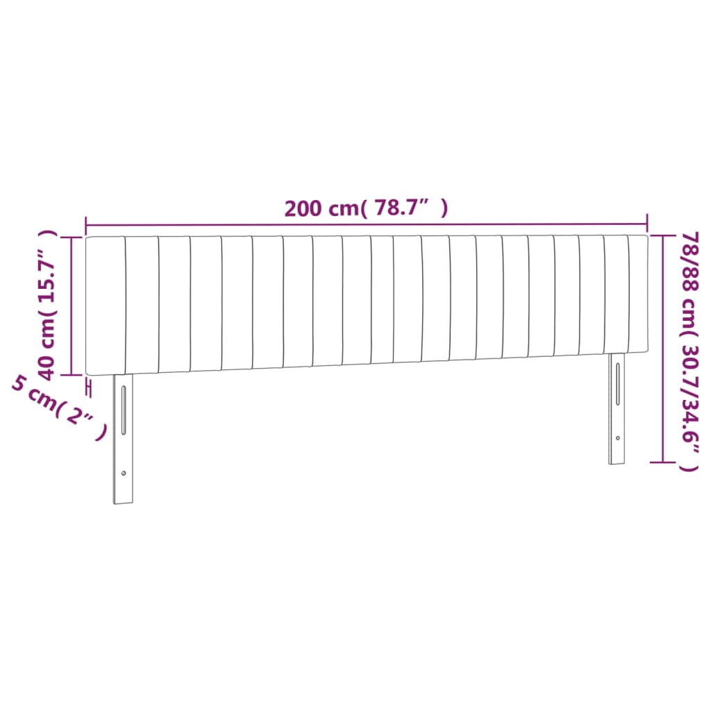 Têtes de lit 2 pcs Gris clair 100x5x78/88 cm Tissu