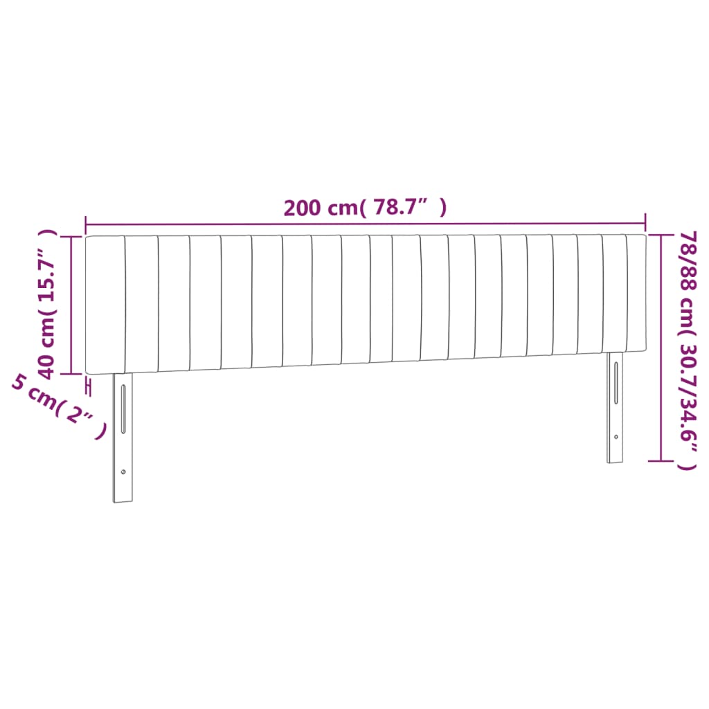 Têtes de lit 2 pcs Gris foncé 100x5x78/88 cm Velours