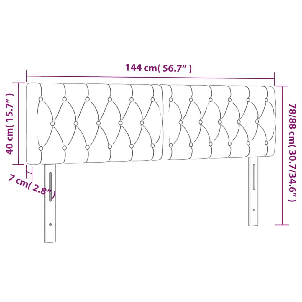 Têtes de lit 2 pcs Marron foncé 72x7x78/88 cm Tissu