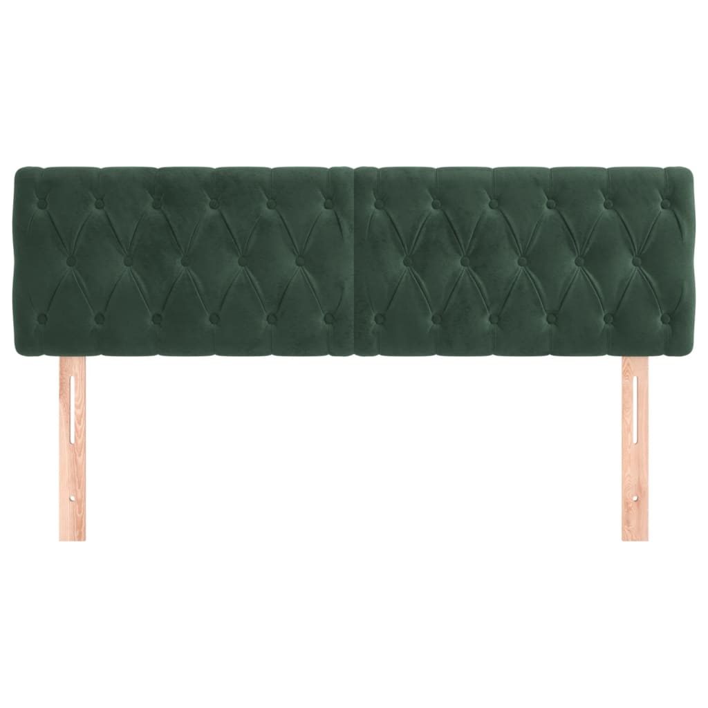 Têtes de lit 2 pcs Vert foncé 72x7x78/88 cm Velours